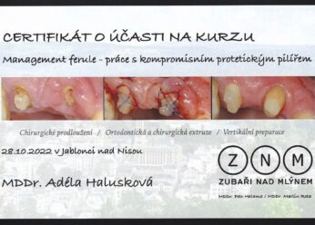MDDr. Adéla Halusková certifikát 3