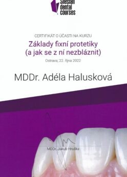 MDDr. Adéla Halusková certifikát 1