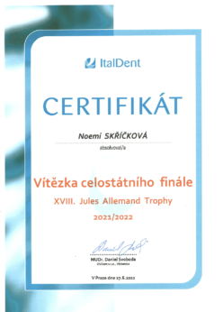 MDDr. Noemi Skříčková certifikát 7