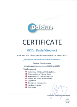 MDDr. Pavla Vitoulová certifikát 4